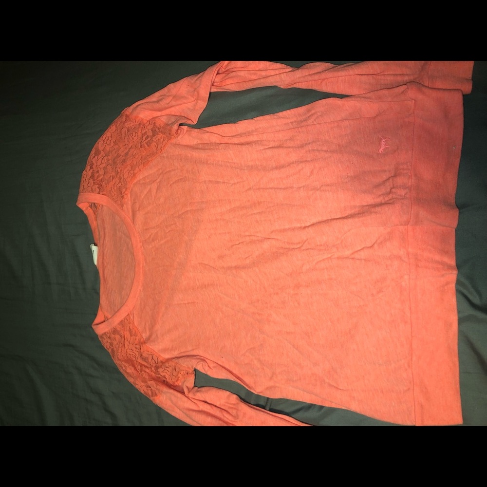 Pink lace shoulder long sleeve